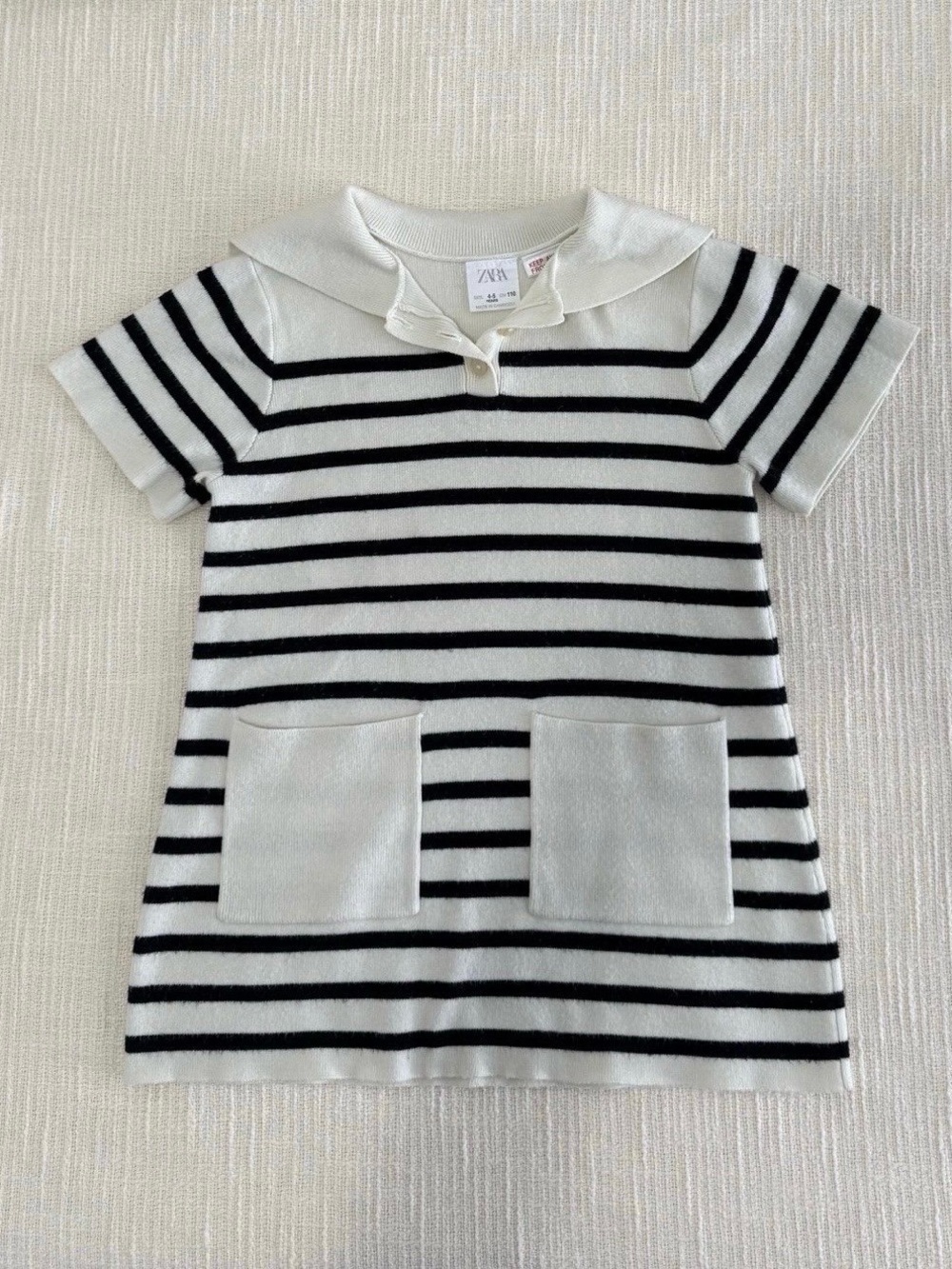 Zara Kids Navy & White Striped Polo Knit Dress